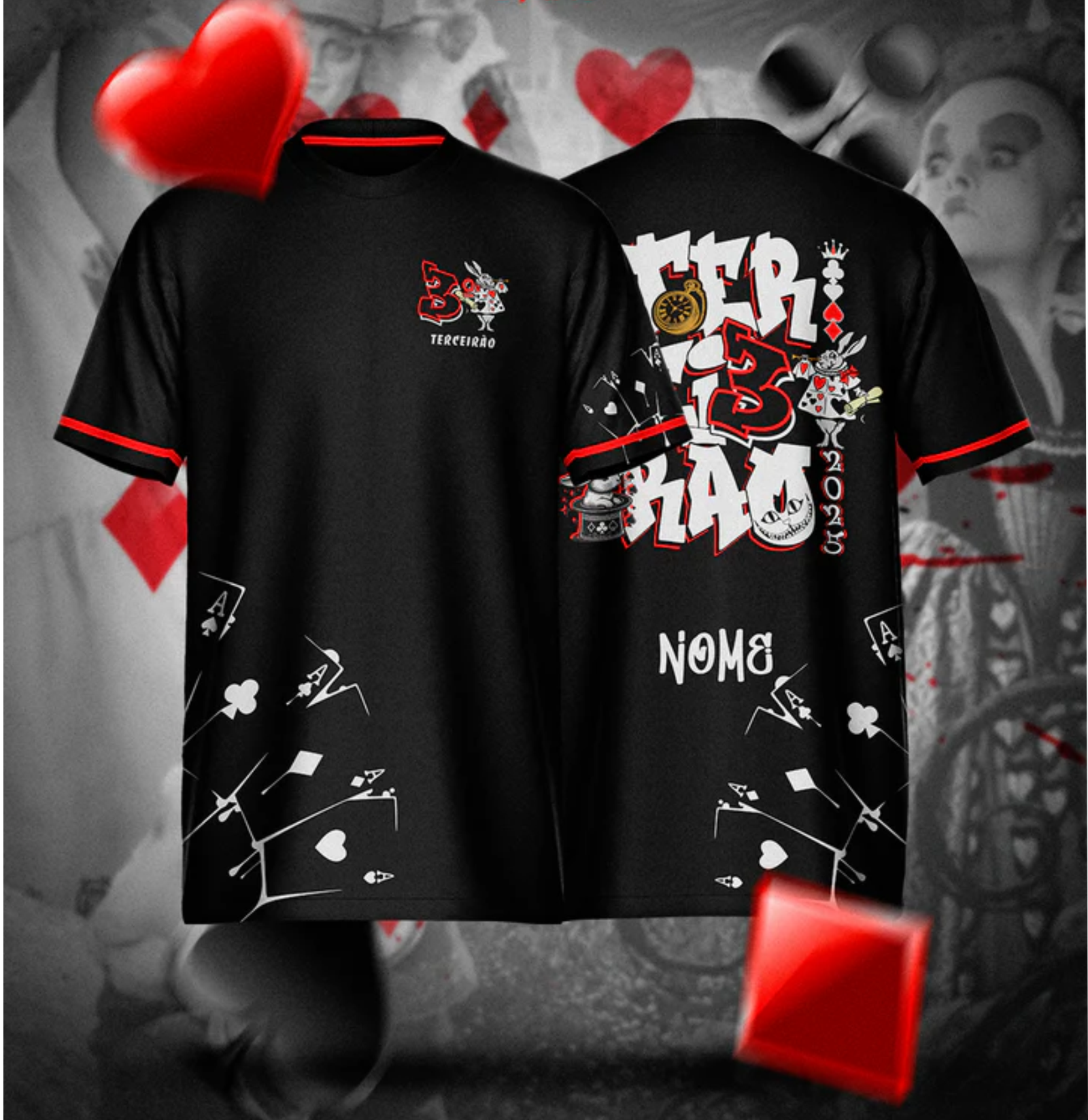 ARTE CAMISA TERCEIRÃO RAINHA DE COPAS