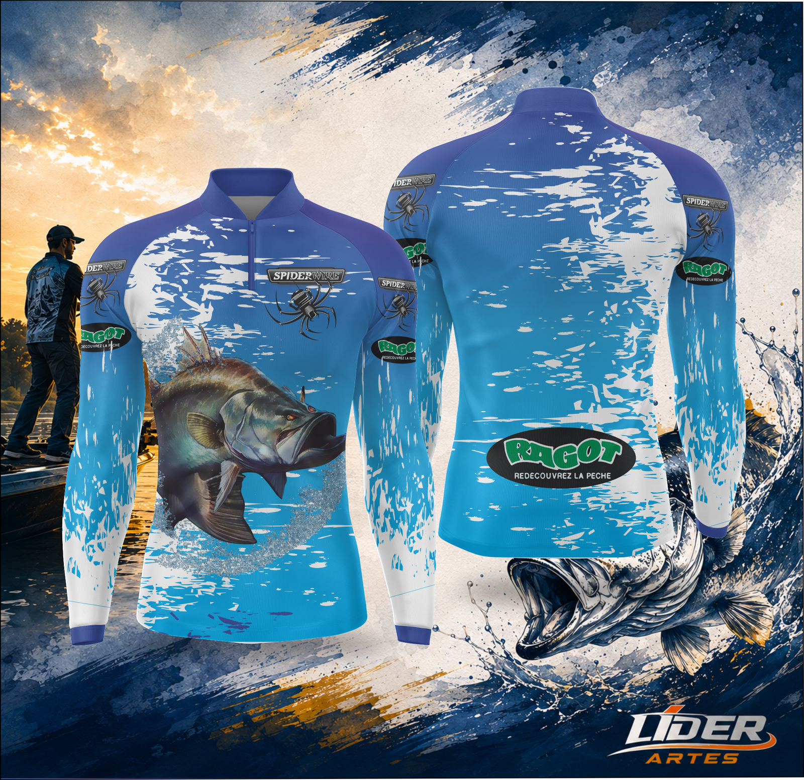 Arte Estampa Camisa de Pesca Esportiva Personalizada Modelo 01