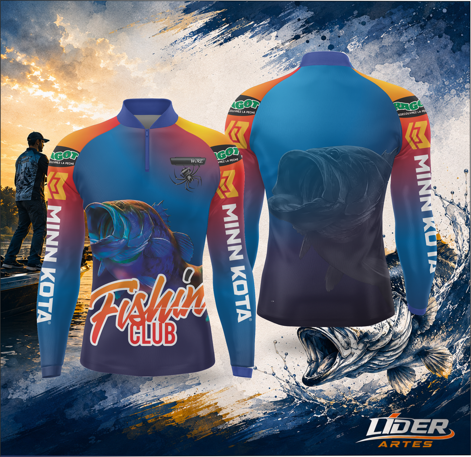 Arte Estampa Camisa de Pesca Esportiva Personalizada Modelo 02