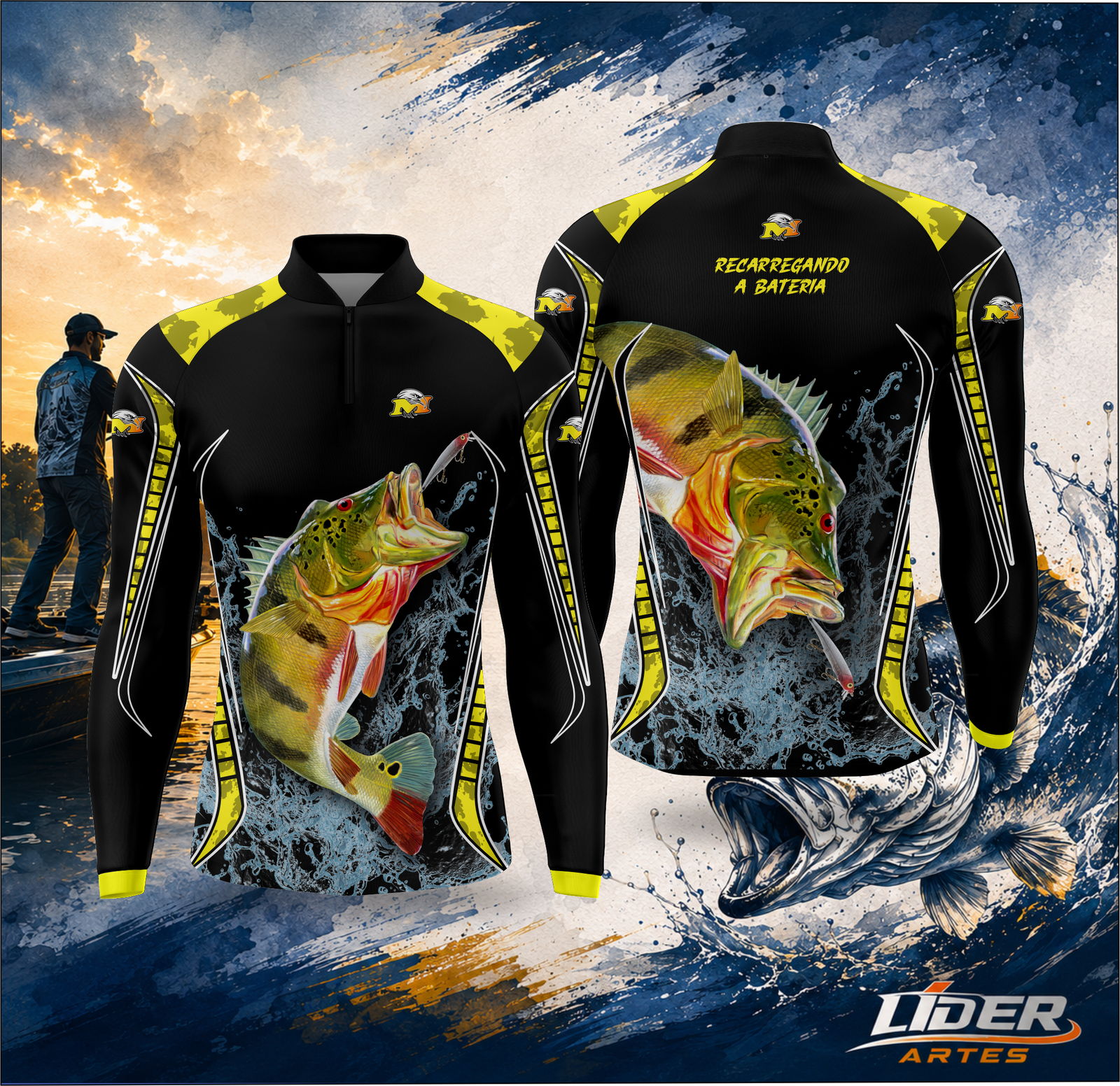 Arte Estampa Camisa de Pesca Esportiva Personalizada Modelo 06