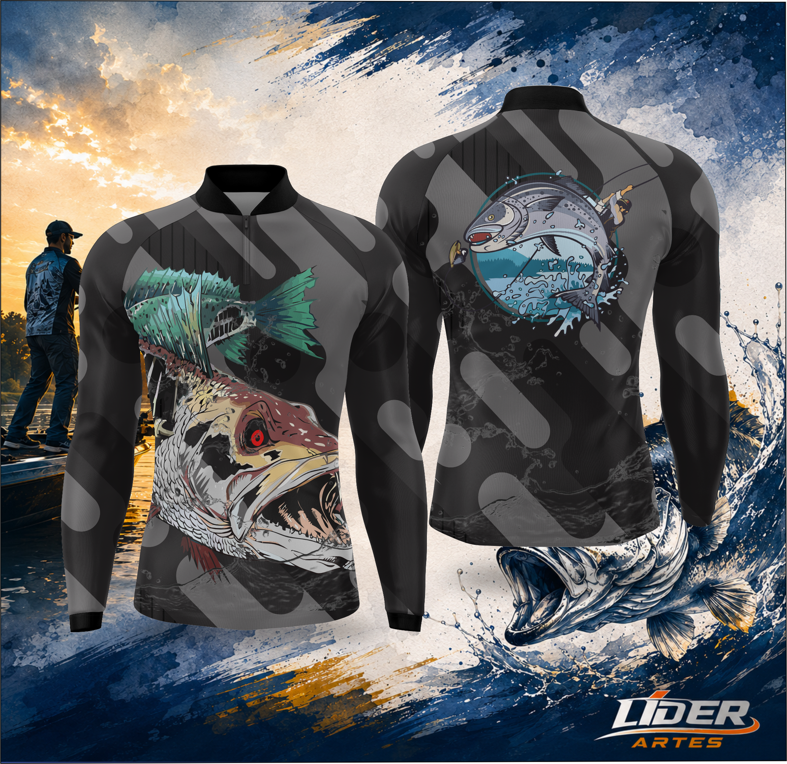 Arte Estampa Camisa de Pesca Esportiva Personalizada Modelo 07