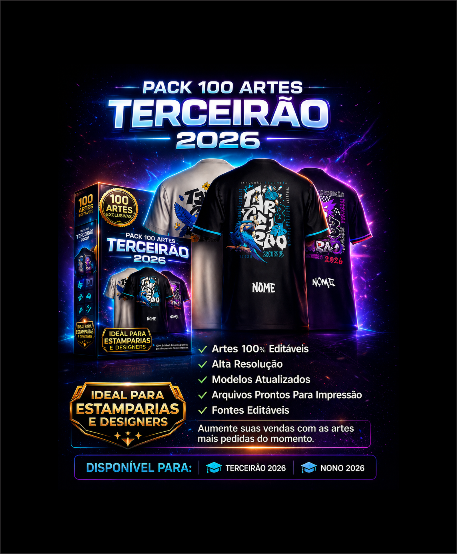 Pack Terceirão 2026 – 100 Artes para Sublimação